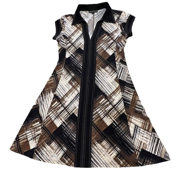 connected apparel Dresses & Skirts - Connected Apparel Brown Sheath Retro Faux Wrap Dress, Size 12